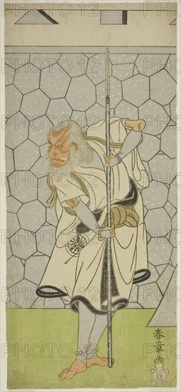 The Actor Matsumoto Koshiro III as Kikuchi Hyogo Narikage in the Play Katakiuchi Chuko..., c. 1770. Creator: Shunsho.