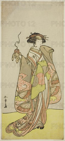 The Actor Ichikawa Monnosuke II as the Courtesan Kewaizaka no Shosho in the Play Sono..., c. 1776. Creator: Shunsho.