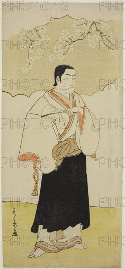 The Actor Ichikawa Monnosuke II as the Monk Renseibo in the Play Hatsumombi Kuruwa..., c. 1780. Creator: Shunsho.