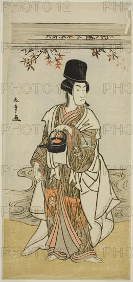 The Actor Ichikawa Monnosuke II as the Court Servant Shoheida Sadamori in the Play..., c. 1777. Creator: Shunsho.