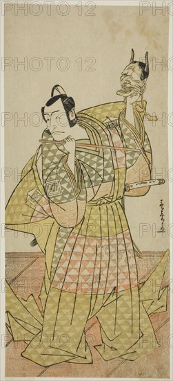 The Actor Ichikawa Danjuro V as Kudo Suketsune in the Play Kaido Ichi Yawaragi Soga..., c. 1778. Creator: Shunsho.