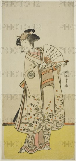 The Actor Nakamura Noshio I as Oiso no Tora (?) in the Play Shida Yuzuriha Horai Soga (?)..., c1775. Creator: Shunsho.