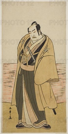The Actor Nakamura Sukegoro II as Kaminari Shokuro in the Play Hatsumombi Kuruwa Soga..., c. 1780. Creator: Shunsho.