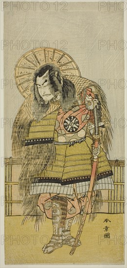 The Actor Nakamura Nakazo I as Takechi Jubei Mitsuhide in the Play Shusse Taiheiki..., c. 1775. Creator: Shunsho.