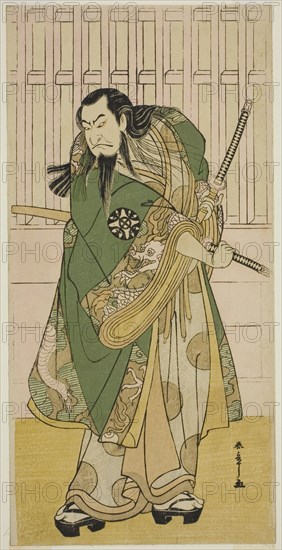 The Actor Nakamura Nakazo I as Hige no Ikyu in the Play Nanakusa Yosooi Soga, Performed..., c. 1782. Creator: Shunsho.