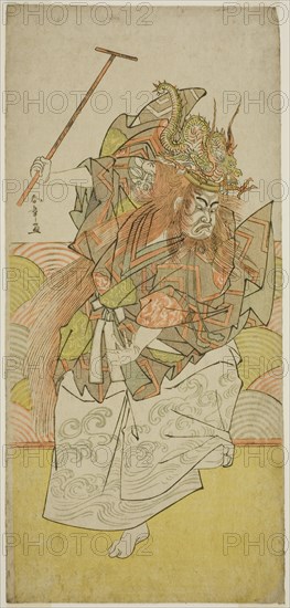 The Actor Ichimura Uzaemon IX as an Incarnation of the Dragon King in the Play Saki..., c. 1778. Creator: Shunsho.