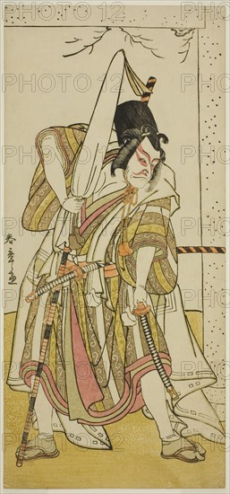The Actor Ichikawa Ebizo III as Matsuo-maru in the Play Sugawara Denju Tenarai Kagami..., c. 1776. Creator: Shunsho.
