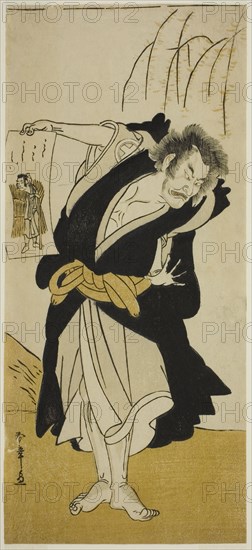 The Actor Otani Hiroemon III as the Renegade Monk Dainichibo in the Play Tsukisenu..., c. 1777. Creator: Shunsho.