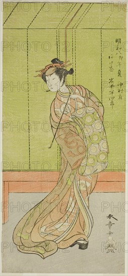 The Actor Iwai Hanshiro IV as Agemaki in the Play Sakai-cho Soga Nendaiki, Performed..., c. 1771. Creator: Shunsho.