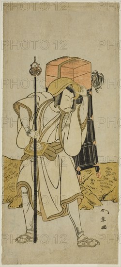 The Actor Ichikawa Danjuro V as Moriya no Daijin Disguised as Rokuju-rokubu in the Play..., c. 1773. Creator: Shunsho.