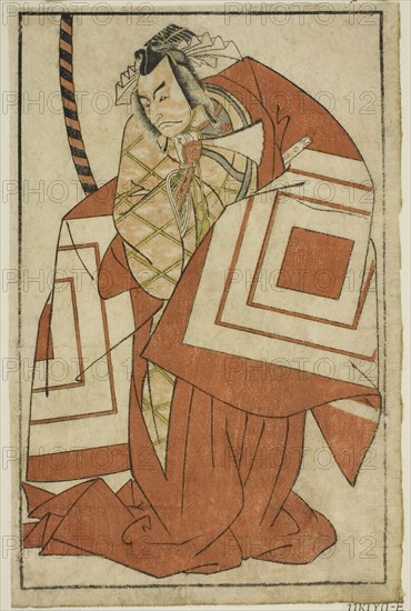 The Actor Ichikawa Danjuro V as Watanabe Kiou Takiguchi (?) in the Play Nue no Mori..., c. 1770. Creator: Shunsho.