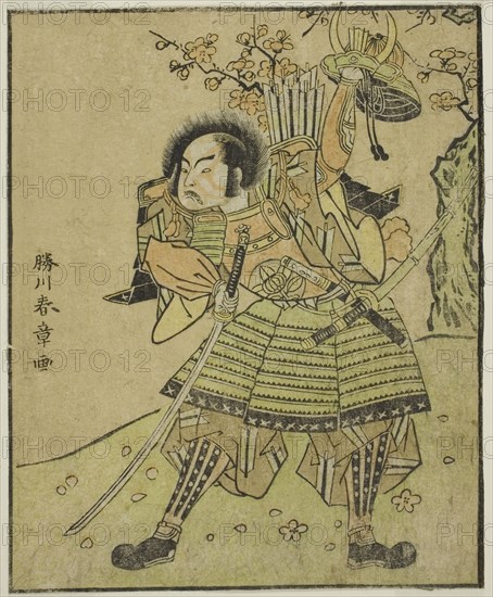 The Actor Ichimura Uzaemon IX as Kajiwara Genta no Kagetoki (?), in the Play Myoto-giku..., c. 1772. Creator: Shunsho.