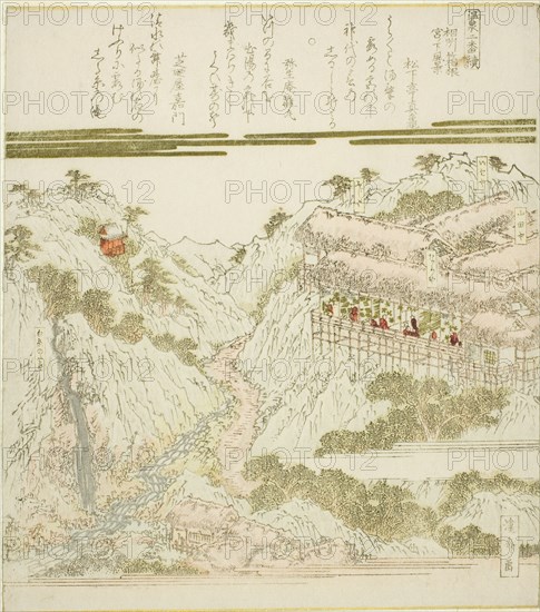 View of Miyanoshita Hot Springs in Hakone, Soshu, from the series "Hot Springs - A..., c. 1820s. Creator: Ikeda Eisen.