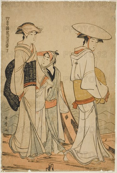 Pleasures of the Four Seasons: Colors and Scents of Flowers, left (Shiki no asobi hana..., c. 1783. Creator: Kitagawa Utamaro.