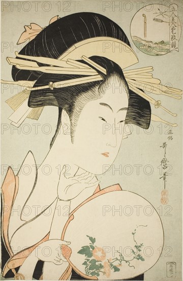 Kisegawa of the Matsubaya, from the series "Comparing the Charms of Five Beauties..., c. 1795/96. Creator: Kitagawa Utamaro.