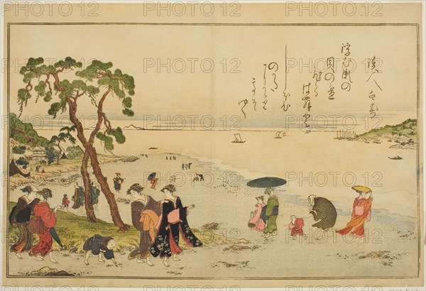 Gathering Shells at Low Tide, from the illustrated book "Gifts from the Ebb Tide (Shiohi..., 1789. Creator: Kitagawa Utamaro.