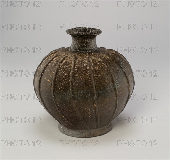 Jar with Vertical Ribs, Korea, Three Kingdoms period (57 B.C.-A.D. 668), Silla..., 7th century. Creator: Unknown.
