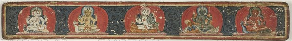 Hindu Manuscript Cover with Ganesha, Brahma, Shiva and Parvati, Vishnu...late 15th/early 16th cent. Creator: Unknown.