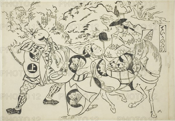 Teika's Journey (Taika no michiyuki), from the series "Famous Scenes from Japanese..., c. 1705/06. Creator: Okumura Masanobu.