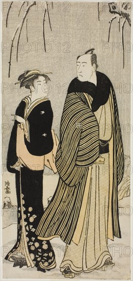 The Actor Matsumoto Koshiro IV and a geisha, from an untitled series of prints showing..., c. 1783. Creator: Torii Kiyonaga.