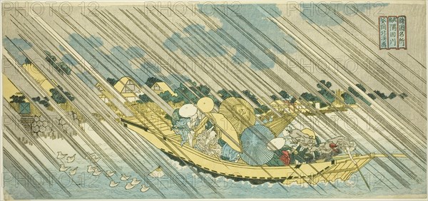 The Sumida River in Musashi Province (Musashi Sumidagawa), from the series "Famous..., c. 1834/35. Creator: Totoya Hokkei.