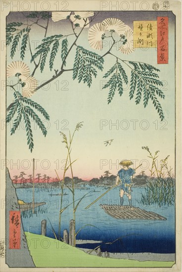 Ayase River and Kanegafuchi (Ayasegawa Kanegafuchi), from the series "One Hundred..., 1857. Creator: Ando Hiroshige.