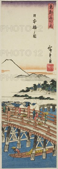 View of Nihon Bridge (Nihonbashi no zu), from the series "Famous Places in the..., early 1840s. Creator: Ando Hiroshige.