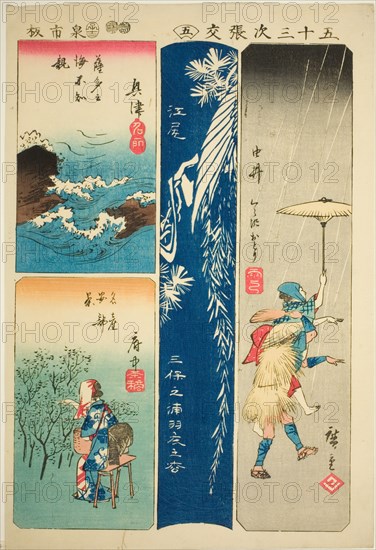 Okitsu, Ejiri, Yui, and Fuchu, no. 5 from the series "Cutouts of the Fifty-three Stations..., 1852. Creator: Ando Hiroshige.