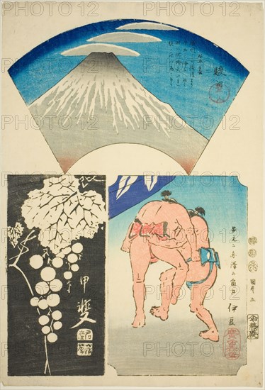 Suruga, Kai, and Izu, no. 5 from the series "Cutout Pictures of the Provinces (Kunizukushi..., 1852. Creator: Ando Hiroshige.