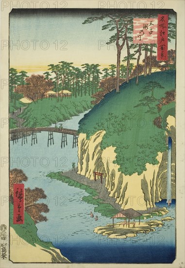 The River of Waterfalls at Oji (Oji Takinogawa), from the series "One Hundred Famous..., 1856. Creator: Ando Hiroshige.