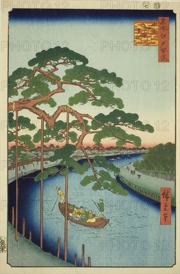 The Five Pines on the Onagi River (Onagigawa Gohonmatsu), from the series "One Hundred..., 1856. Creator: Ando Hiroshige.