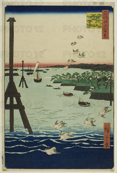 View of Shiba Bay (Shibaura no fukei), from the series "One Hundred Famous Views...", 1856. Creator: Ando Hiroshige.