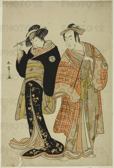 The Actors Matsumoto Koshiro IV and Segawa Kikunojo III as the Lovers Choemon (right)..., c. 1781. Creator: Shunsho.
