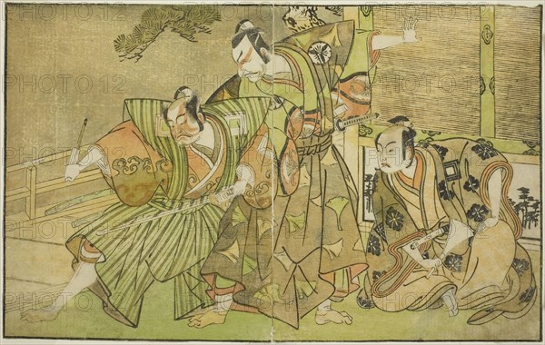 The Actors Ichikawa Komazo II as Minamoto no Yorimasa (right), Matsumoto Koshiro II as..., c. 1772. Creator: Shunsho.