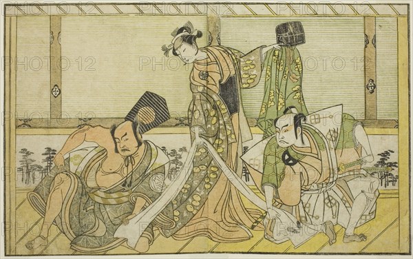 The Actors Otani Hiroji III as Kawazu no Saburo (right), Segawa Kikunojo II as Princess..., c. 1772. Creator: Shunsho.