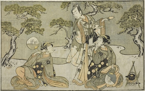 The Actors Nakamura Nakazo I as Matsukaze (right), Ichikawa Komazo II as Ariwara no Yuk..., c. 1772. Creator: Shunsho.