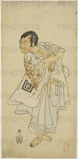 The Actor Ichikawa Danzo III as the holy hermit Narukami in the play "Narukami", perfor..., c. 1768. Creator: Shunsho.