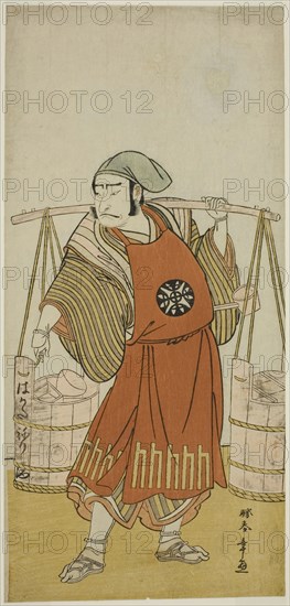The Actor Nakamura Nakazo I as Nagasaki Kageyuzaemon Disguised as Gorohachi the Sake Se..., c. 1776. Creator: Shunsho.