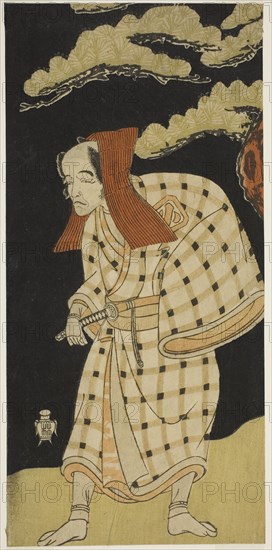 The Actor Arashi Otohachi I as Numataro Kyusei Disguised as the Burglar Ipponzaemon in..., c. 1768. Creator: Shunsho.