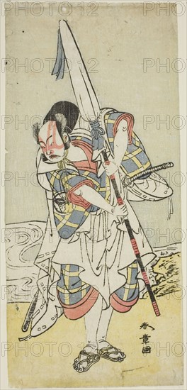 The Actor Nakamura Juzo II as Asahara Hachiro disguised as the servant of a princely..., c. 1773. Creator: Shunsho.