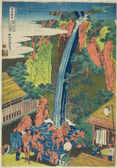 Roben Falls at Oyama in Sagami Province (Soshu Oyama Roben no taki), from the series..., c. 1833. Creator: Hokusai.