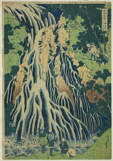 Kirifuri Falls at Mount Kurokami in Shimotsuke Province (Shimotsuke Kurokamiyama Kirif..., c. 1833. Creator: Hokusai.