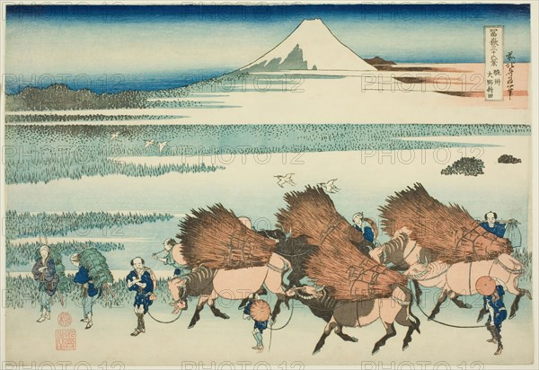 Rice Paddies at Ono in Suruga Province (Sunshu Ono shinden), from the series "Thirty...,c. 1830/33. Creator: Hokusai.