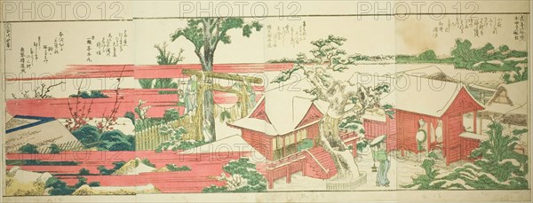 Pages from the illustrated book "Panoramic Views along the Banks of the Sumida...,1801,1804, or 806. Creator: Hokusai.