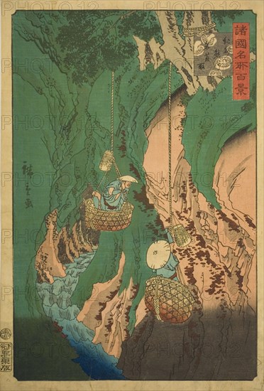 Mushroom Gathering at Kumano in Kii Province (Kishu Kumano iwatake tori) from the series "..., 1860. Creator: Utagawa Hiroshige II.