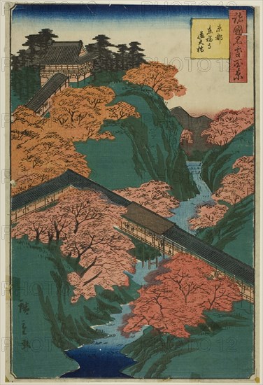 Tsuten-kyo Bridge, Tofuku Temple, Kyoto (Kyoto Tofukuji Tsutenkyo bashi) from the series "..., 1859. Creator: Utagawa Hiroshige II.