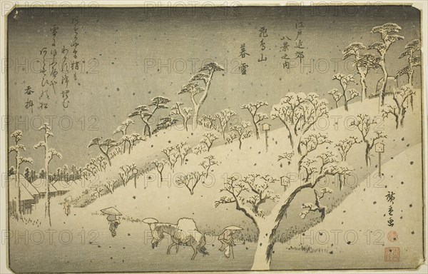 Lingering Snow at Asukayama (Asukayama no bosetsu), from the series "Eight Views in..., c. 1837/38. Creator: Ando Hiroshige.