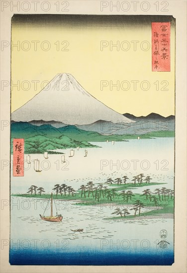 Pine Beach at Miho in Suruga Province (Suruga Miho no matsubara), from the series..., 1858. Creator: Ando Hiroshige.