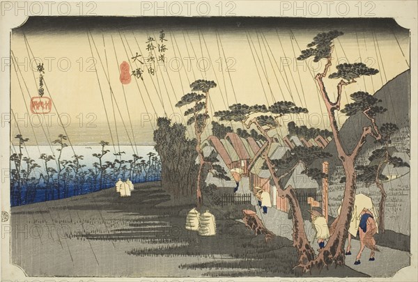 Oiso: Tora's Rain (Oiso, Tora ga ame), from the series "Fifty-three Stations of the..., c. 1833/34. Creator: Ando Hiroshige.