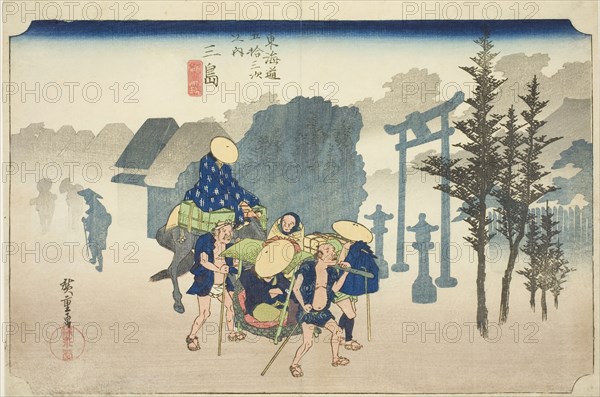 Mishima: Morning Mist (Mishima, asagiri), from the series "Fifty-three Stations of..., c. 1833/34. Creator: Ando Hiroshige.